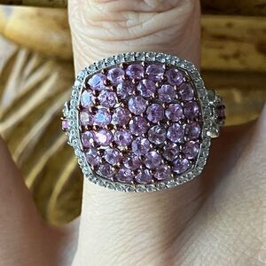 Natural Pink Sapphire Sterling Silver Ring Size 7